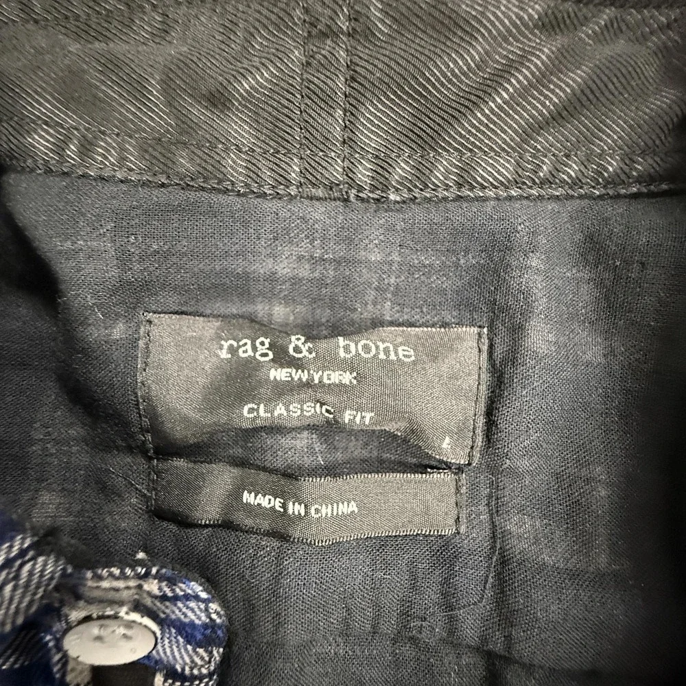 Rag & Bone Men's‎ Classic Fit 100% cotton plaid Flannel Size L